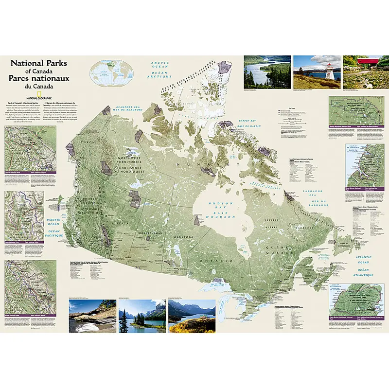 National Parks of the Canada National Geographic 30x42 Wall Map Poster - NG Maps