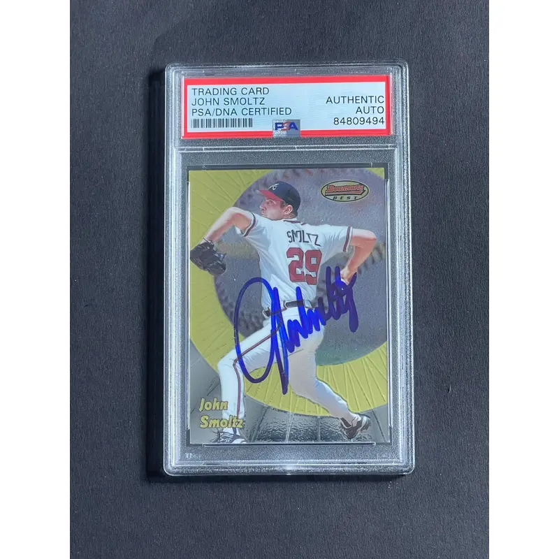 1998 Topps Bowman's Best #84 John Smoltz Signed Card PSA Slabbed Braves