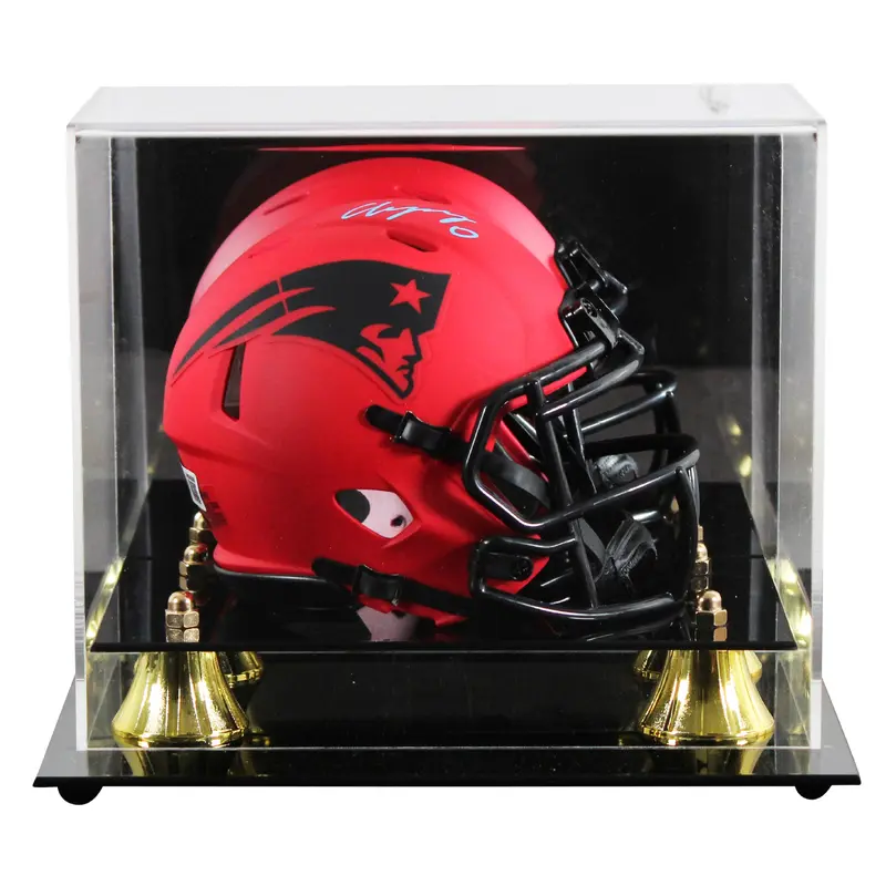 Patriots Christian Gonzalez Signed Rave Speed Mini Helmet W/ Case BAS Witnessed