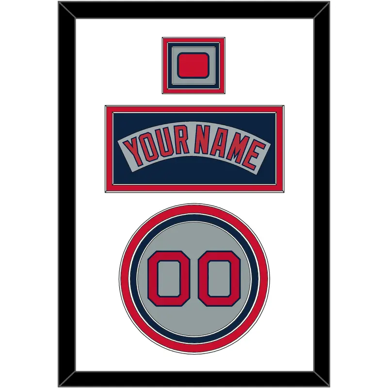 Boston Nameplate, Number & Logo Patch - Road Gray (1992-2008) - Triple Mat 1