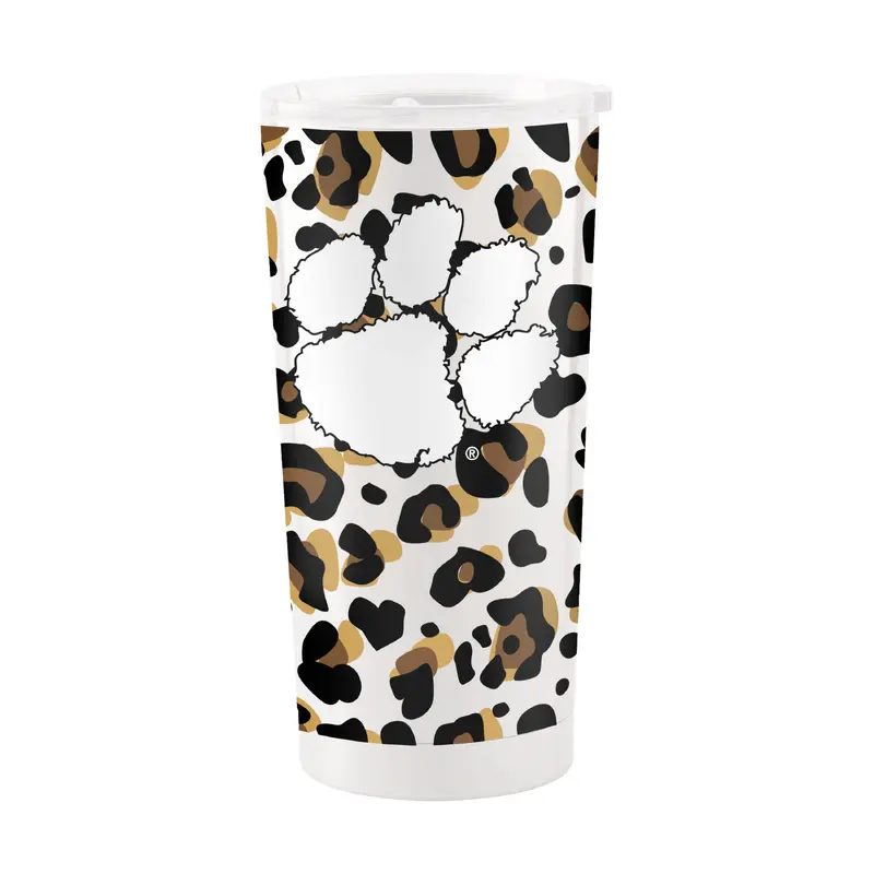 Clemson 20oz Neutral Leopard Stainless Steel Tumbler