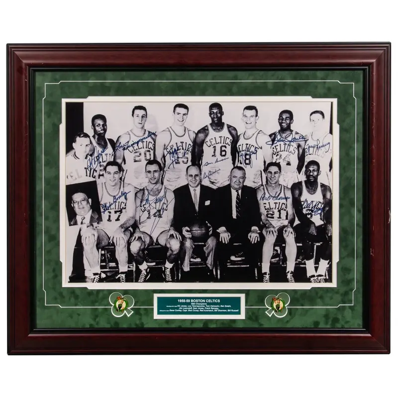 1958-59 Boston Celtics NBA Champs Team Signed 18x24 Photo Bill Russell Beckett