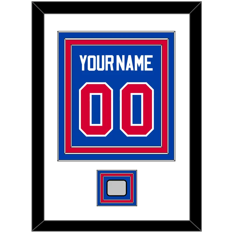 Detroit Name & Number With 2X Champions Patch - Road Blue (1981-1996) - Triple Mat 1