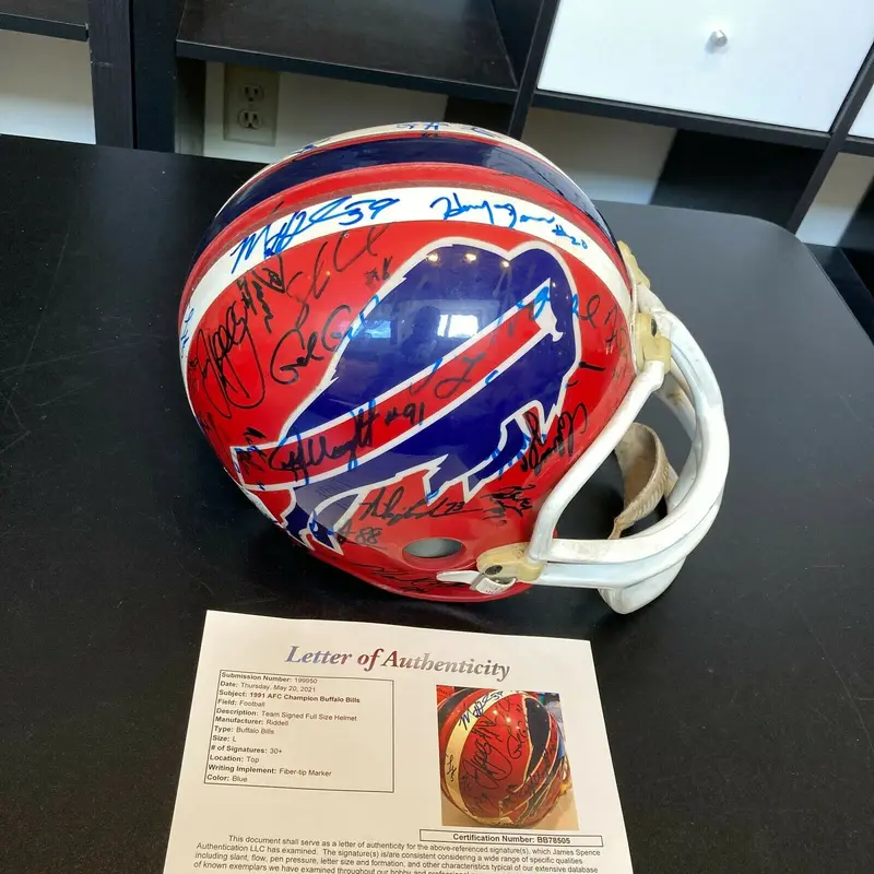 1991 Buffalo Bills AFC Champs Team Signed Full Size Helmet 30+ Sigs JSA COA