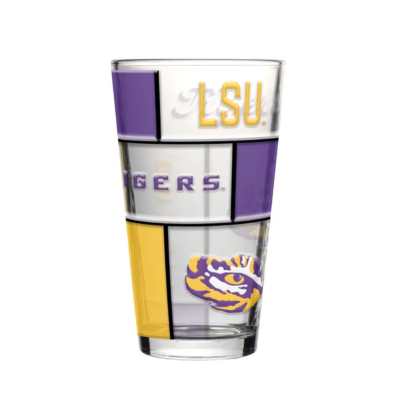 LSU 16oz Quilted Stained Pint Glass