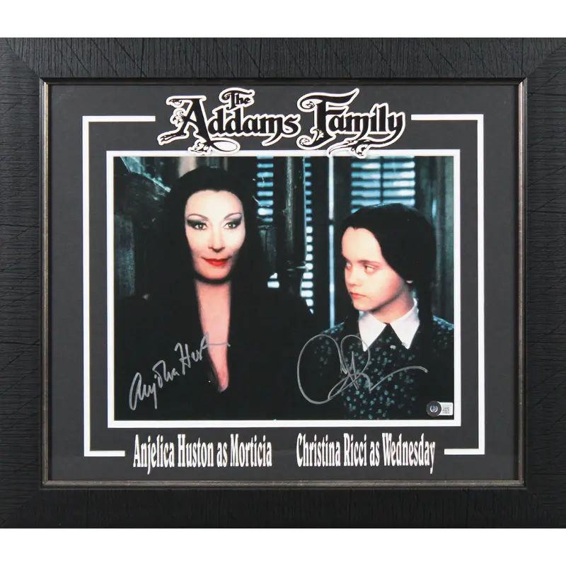 Christina Ricci & Anjelica Houston Addams Family Signed 11x14 Framed Photo BAS