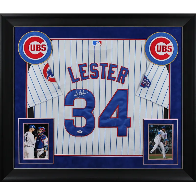 Cubs Jon Lester Authentic Signed White Majestic Framed Jersey PSA/DNA #AL51251