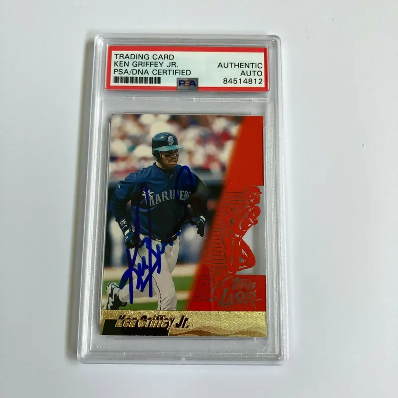 Ken Griffey Jr. Signed Autographed 1996 Topps Laser Baseball Card PSA DNA
