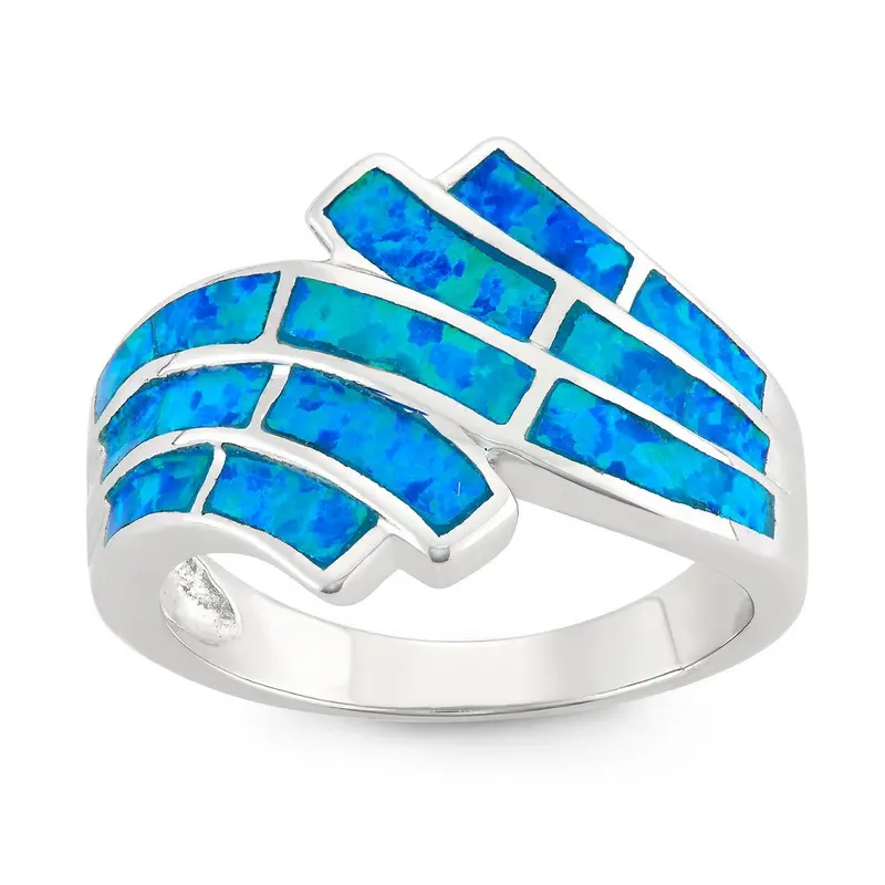 Sterling Silver, Blue Inlay Opal Ring