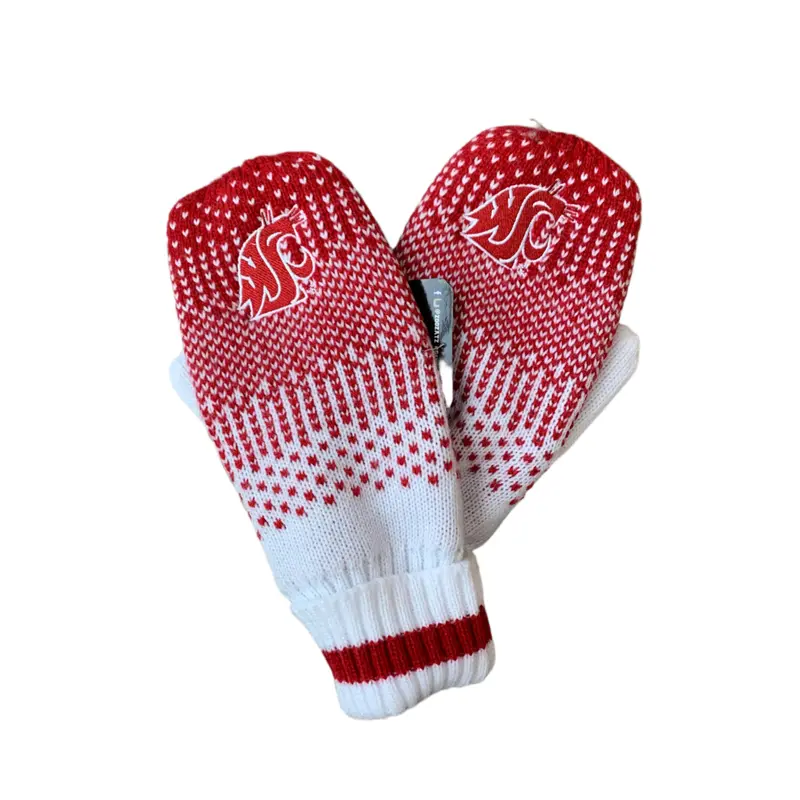 Crimson WSU Ombre Knitted Mittens
