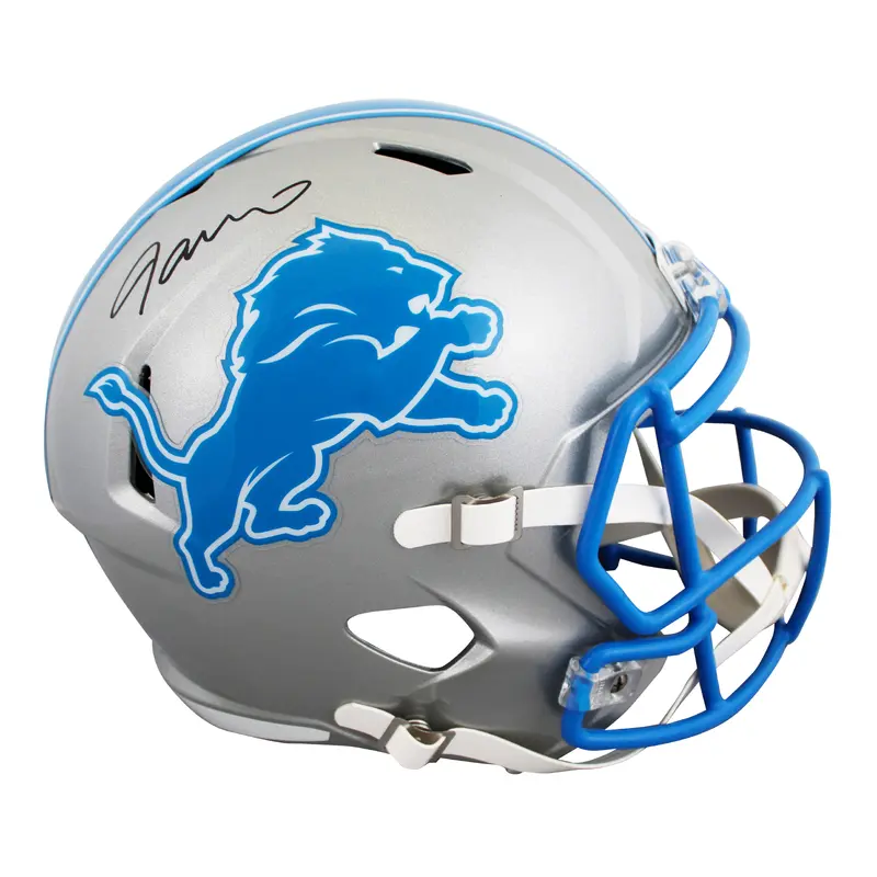 Lions Jameson Williams Signed 2024 Full Size Speed Rep Helmet BAS Witnessed