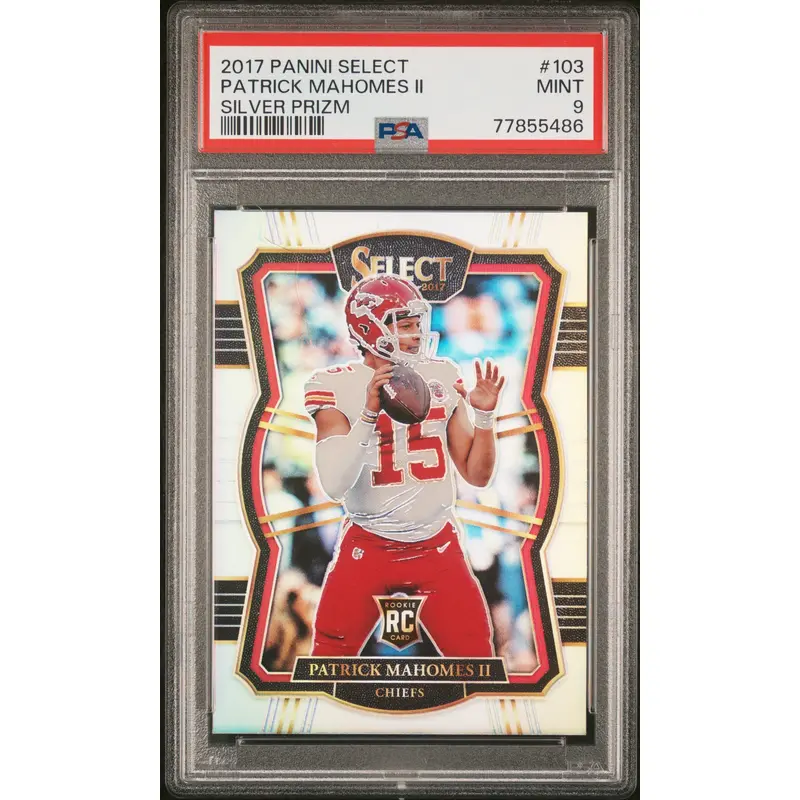 Patrick Mahomes 2017 Panini Select Silver Prizm #103 PSA 9 Mint