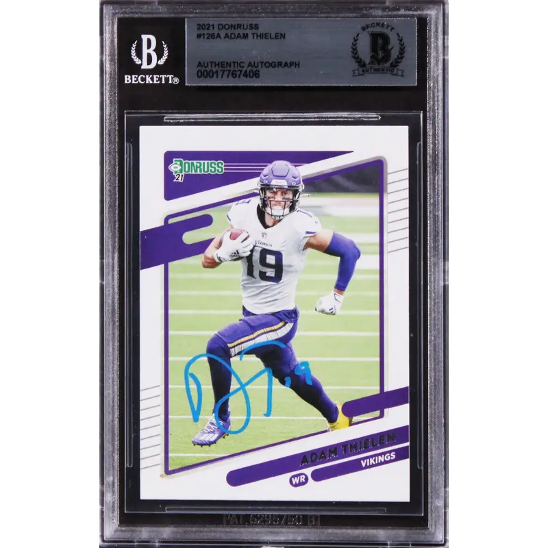 Vikings Adam Thielen Authentic Signed 2021 Donruss #126A Card BAS Slabbed