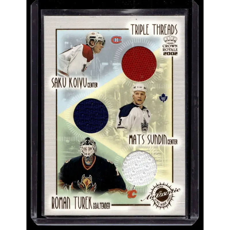 2001-02 Pacific Crown Royale - Triple Threads - Saku Koivu / Mats Sundin / Roman Turek #12