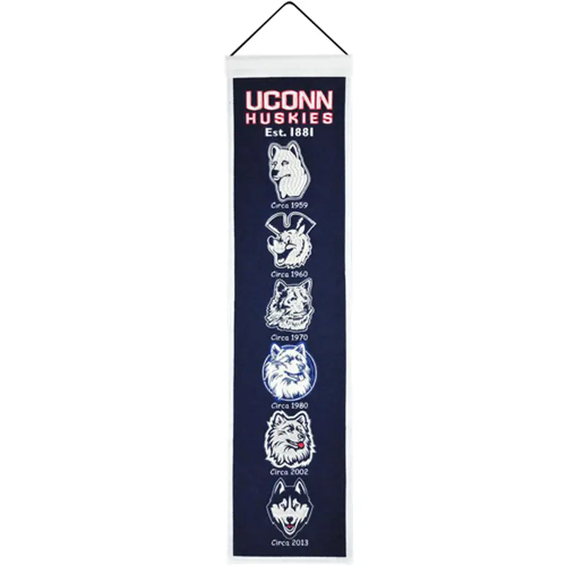 Connecticut UConn Huskies Logo Evolution Heritage Banner