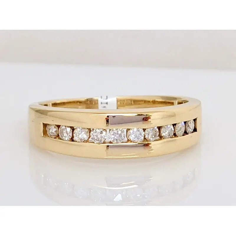 14K .25 CARAT TOTAL WEIGHT I1 I DIAMOND ROUND (10) ESTATE CHANNEL SET BAND 4.7 GRAMS