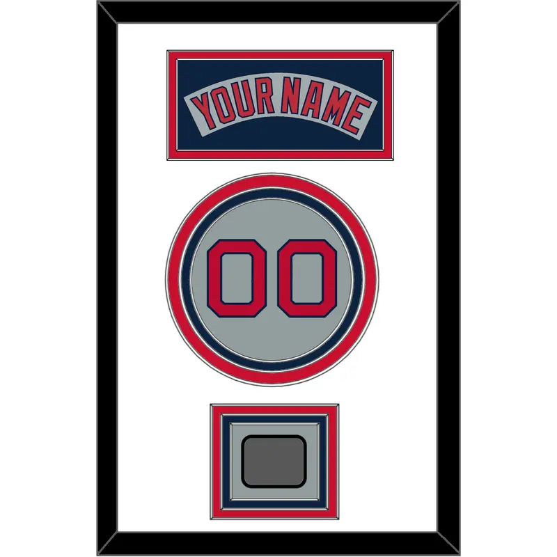 Boston Nameplate, Number & World Series Jersey Patch - Road Gray (1992-2008) - Triple Mat 1