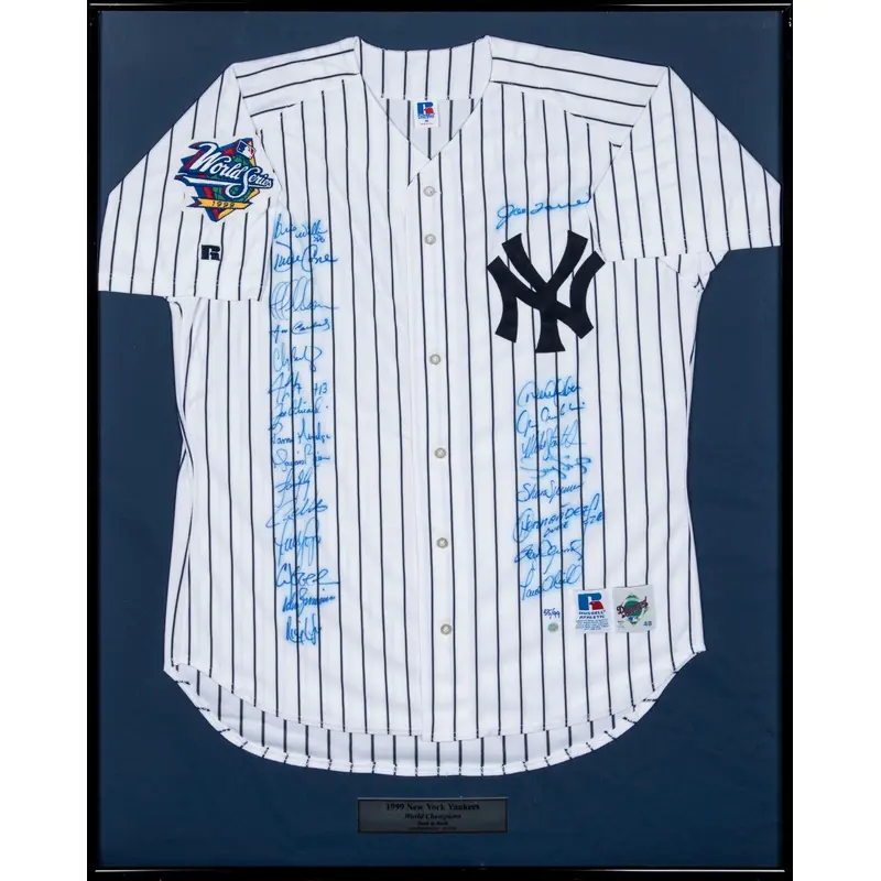 1999 Yankees Team Signed World Series Jersey Derek Jeter Mariano Rivera BAS COA