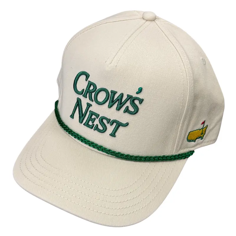 2025 Masters Augusta National GC White Crow's Nest Embroidered Rope Snapback Hat