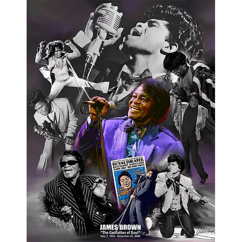 James Brown "Godfather of Soul" Music Career Art Collage Poster Print - Wishum Gregory