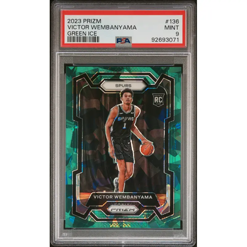 Victor Wembanyama 2023 Panini Prizm #136 Green Ice PSA 9 Mint 3071