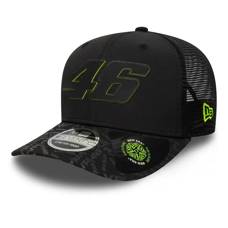 VR46 Sustainable Black 9SEVENTY Stretch Snap Adjustable Cap