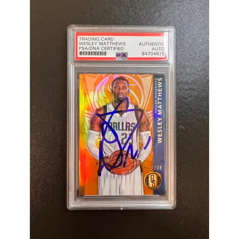 2015-16 Panini #117 Wesley Matthews Signed Card AUTO PSA Slabbed Mavericks
