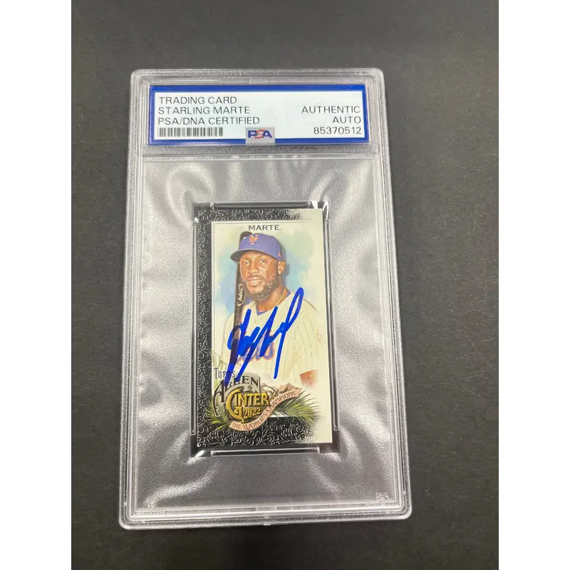2022 Topps #153 Starling Marte Signed Card PSA Slabbed AUTO Mets