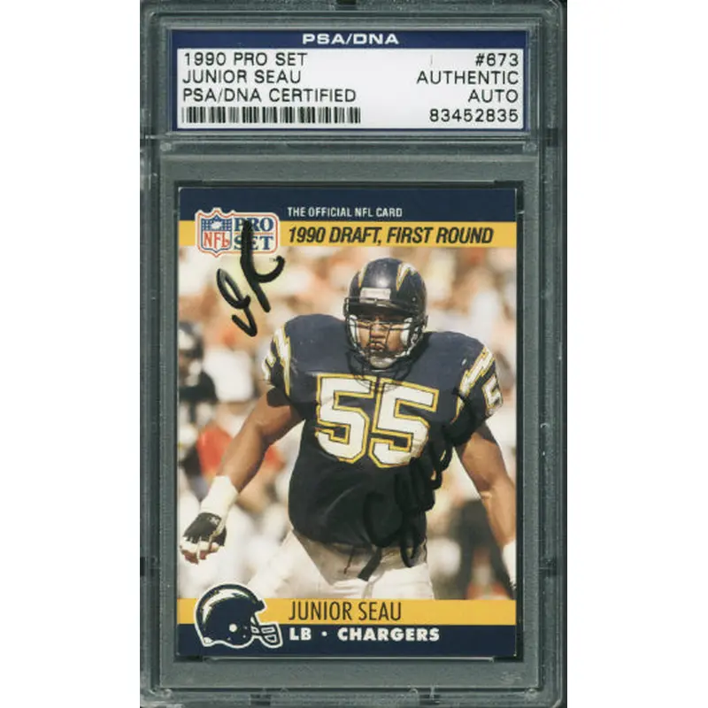 Chargers Junior Seau Authentic Signed Card 1990 Pro Set #673 PSA/DNA Slabbed