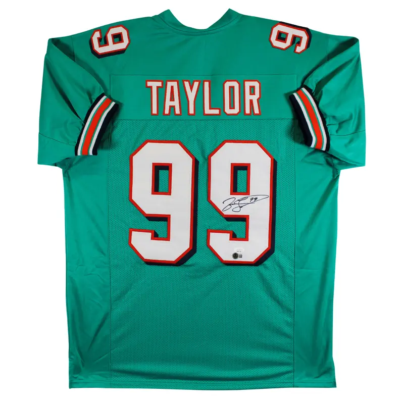 Jason Taylor Authentic Signed Teal Pro Style Jersey Autographed BAS #BS78060