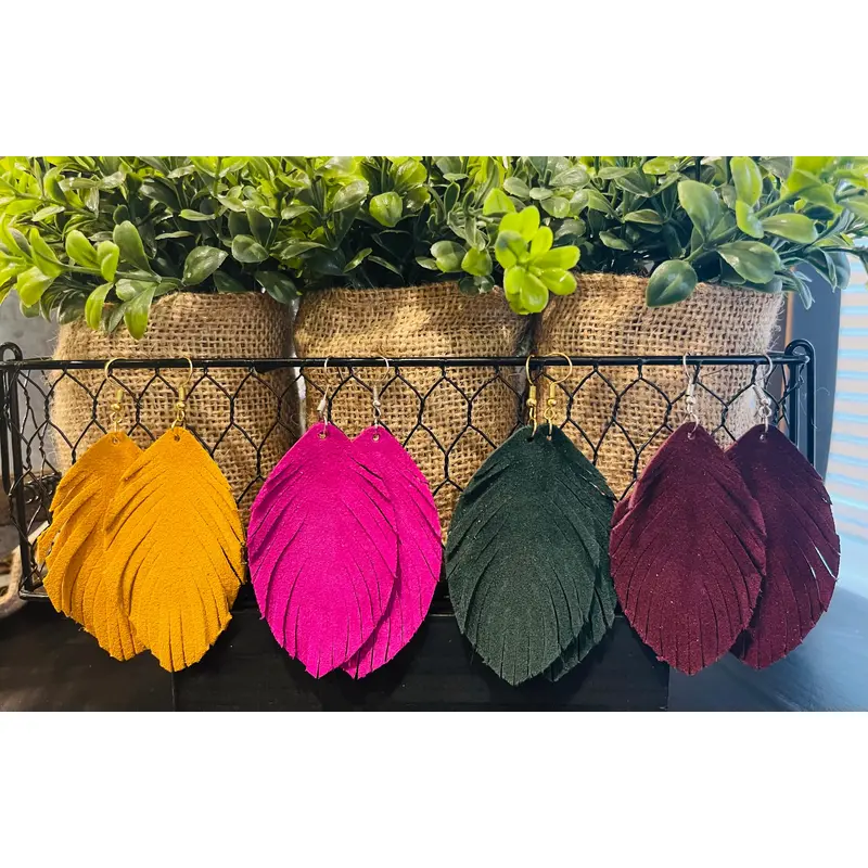 Jewel Tone Suede Feathers