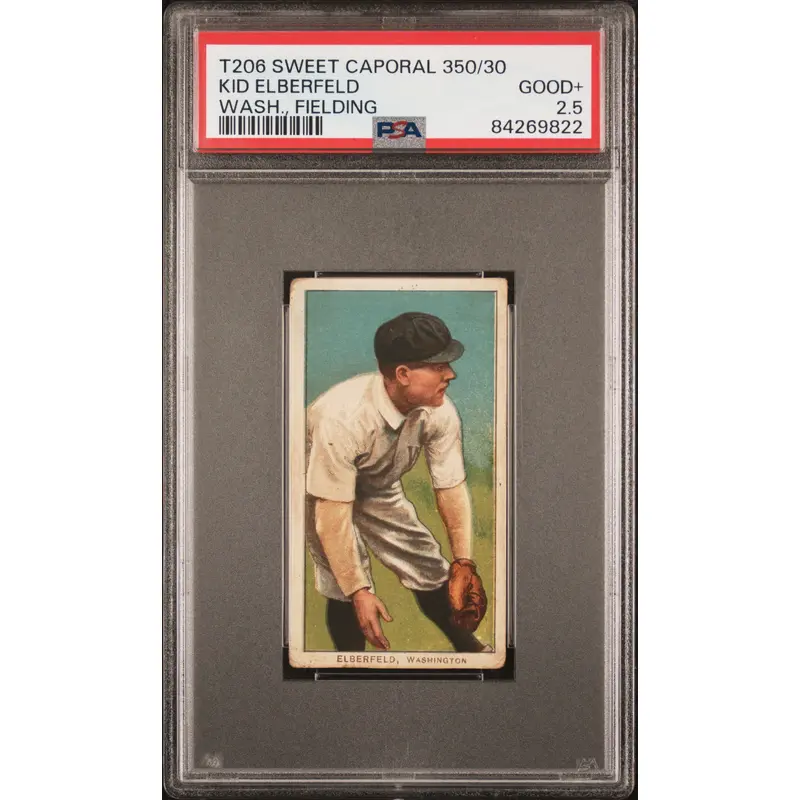 Kid Elberfeld 1909-11 T206 Sweet Caporal 350/30 Wash., Fielding PSA 2.5 Good+