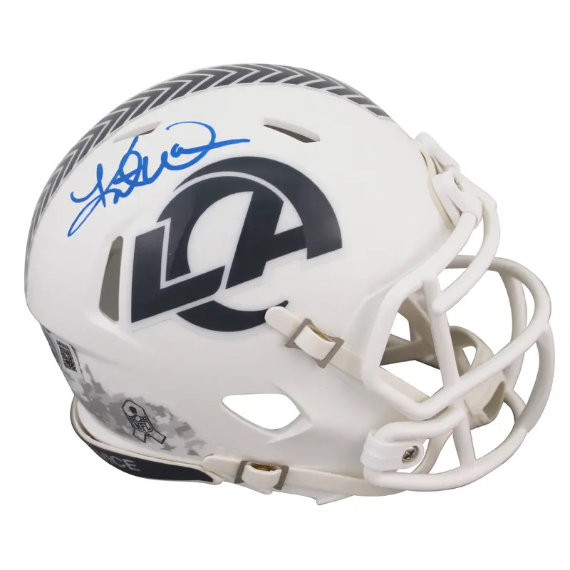 Rams Kurt Warner Signed Salute To Service III Speed Mini Helmet BAS Witnessed