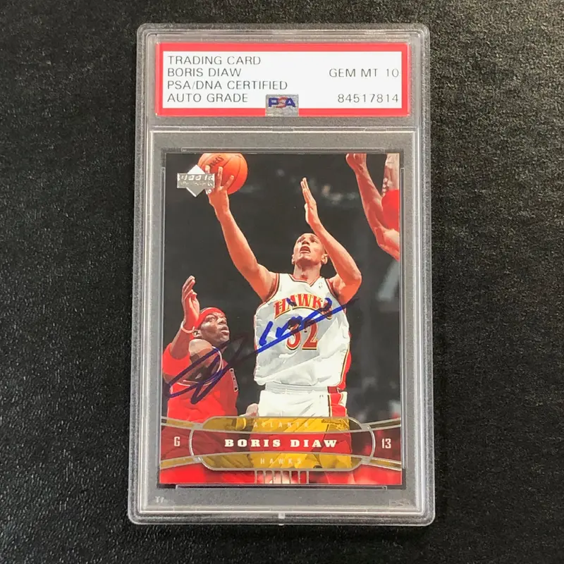 2004-05 Upper Deck #2 Boris Diaw Signed Card AUTO 10 PSA Slabbed Hawks