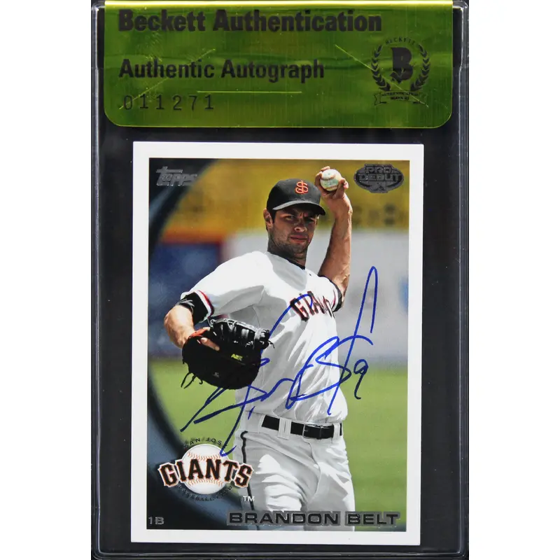 Giants Brandon Belt Signed 2010 Topps Pro Debut #436 Rookie Card BAS #11271