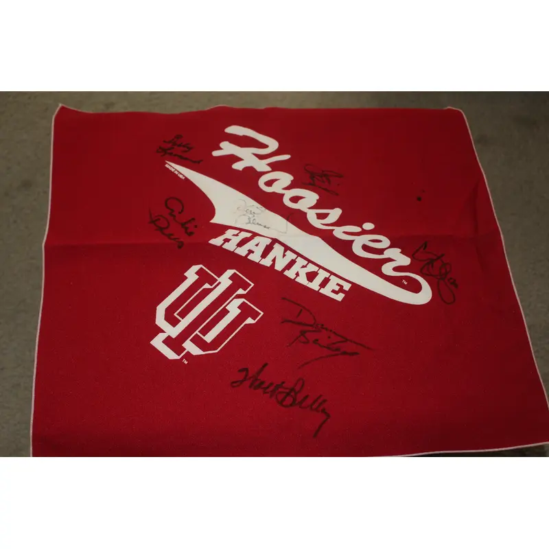 Indiana University Basketball Multi Signed Hoosier Hankie, Bellamy, Rayl, Dees. Bailey