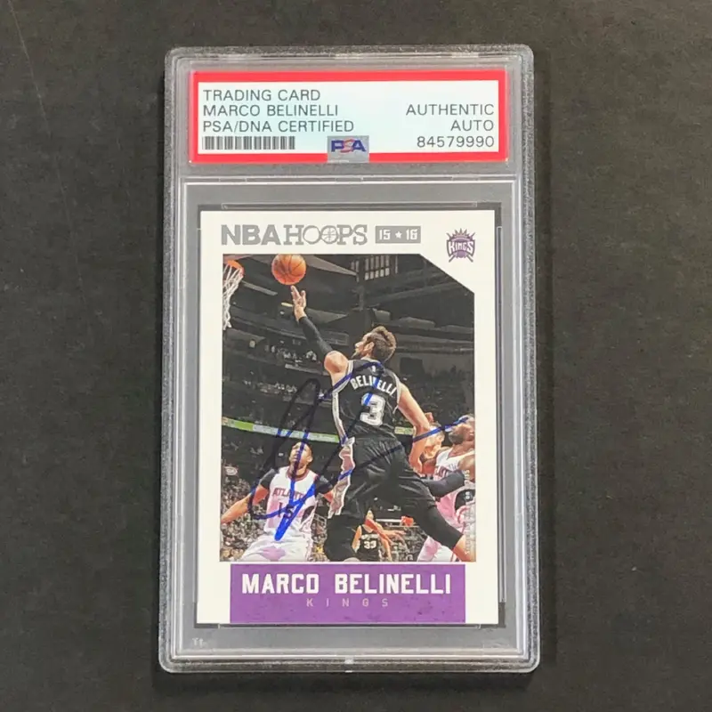 2015-16 NBA Hoops #94 Marco Belinelli Signed Card PSA Slabbed Kings