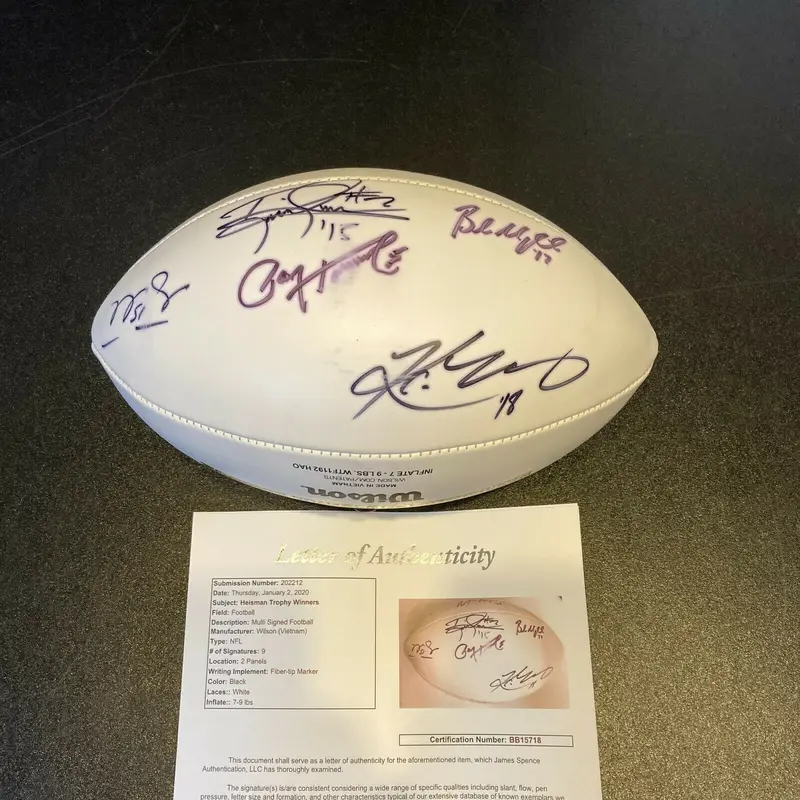 Heisman Trophy Winners Signed Football 9 Sigs With Bo Jackson JSA COA