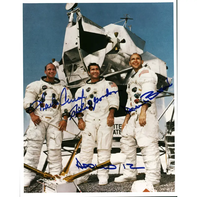 Apollo 12 Crew (3) Conrad, Gordon & Bean Authentic Signed 8x10 Photo BAS #A57330