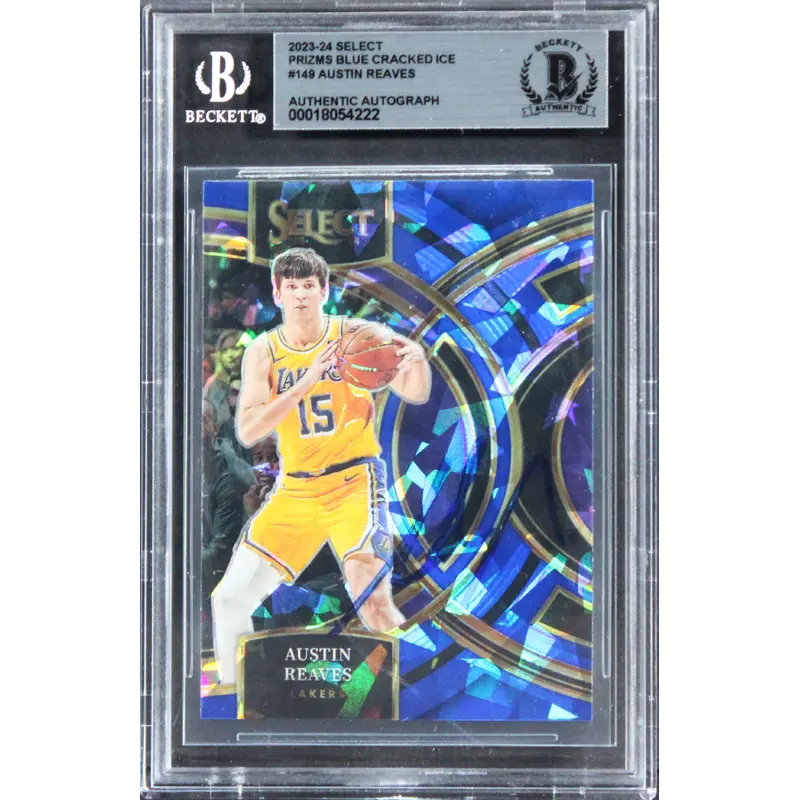 Lakers Austin Reaves Signed 2023 Select Prizm Blue CI #149 Card BAS Slabbed
