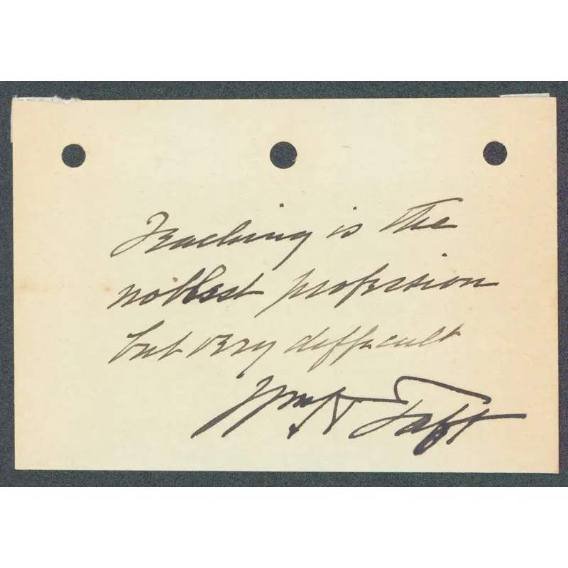 William H. Taft Authentic Signed 3x4.25 Cut Signature Autographed JSA #BB88720
