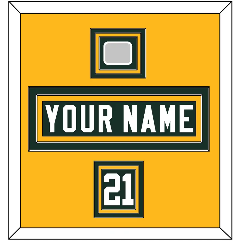 Green Bay Nameplate, Number (Shoulder) & Super Bowl Jersey Patch - Home Green - Triple Mat 3