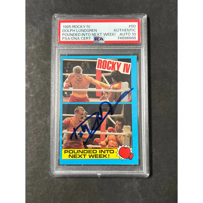 Topps Rocky IV #50 Signed Card Dolph Lundgren PSA Auto 10 Ivan Drago