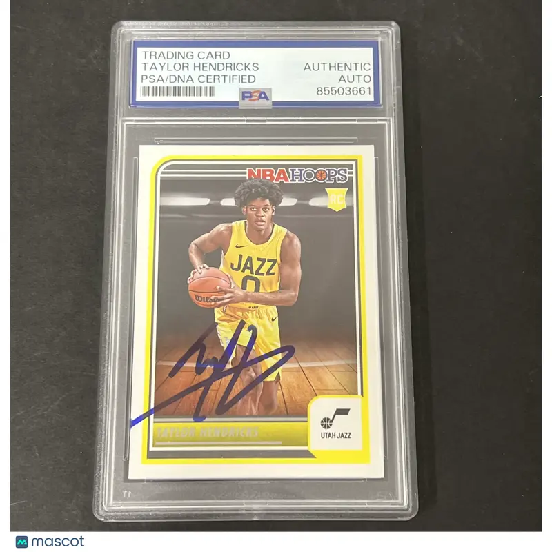 2023-24 Panini Hoops Basketball #236 Taylor Hendricks signed card PSA