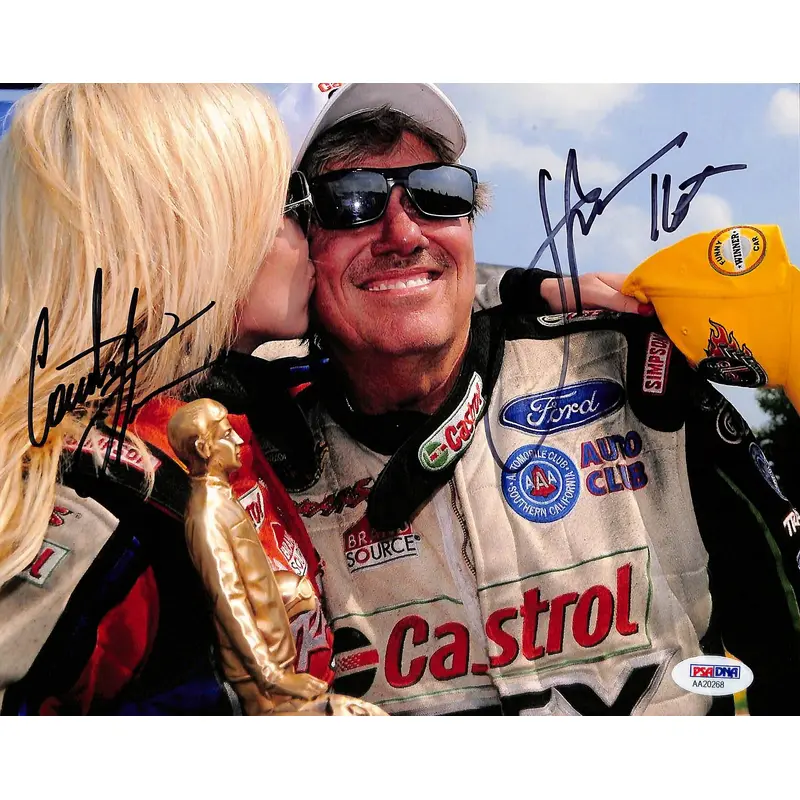 John Force & Courtney Force NHRA Drag Racing Signed 8x10 Photo PSA/DNA #AA20268