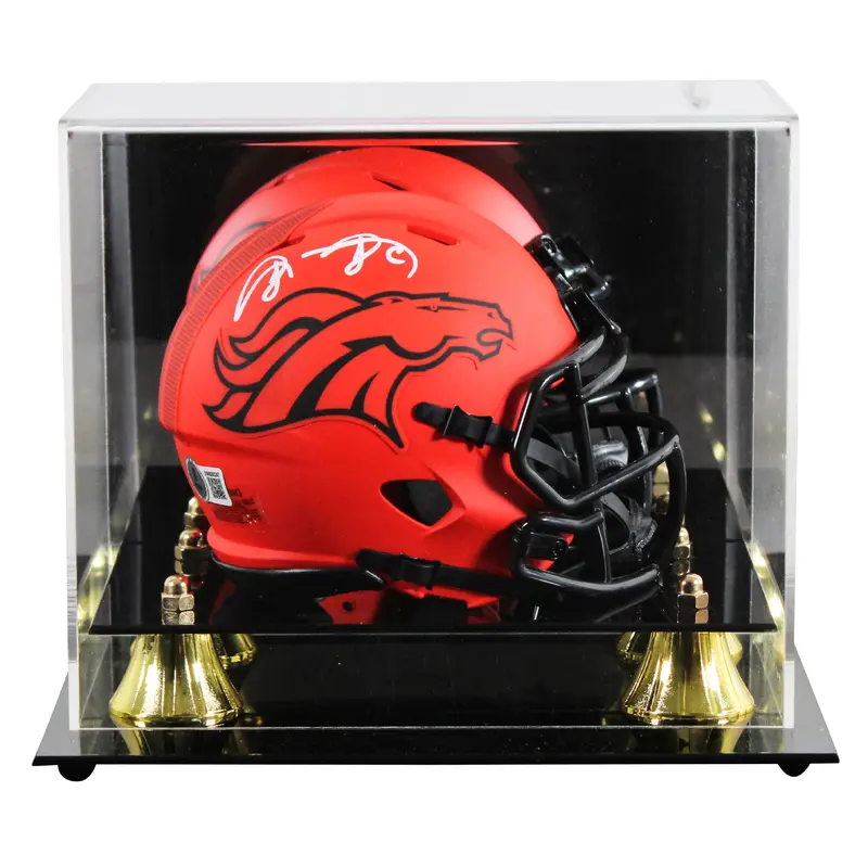 Broncos Shannon Sharpe Signed Rave Speed Mini Helmet W/ Case BAS Witnessed