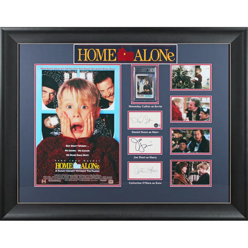 Home Alone (4) Culkin, O'Hara, Pesci & Stern Signed Framed Display BAS #AD64124