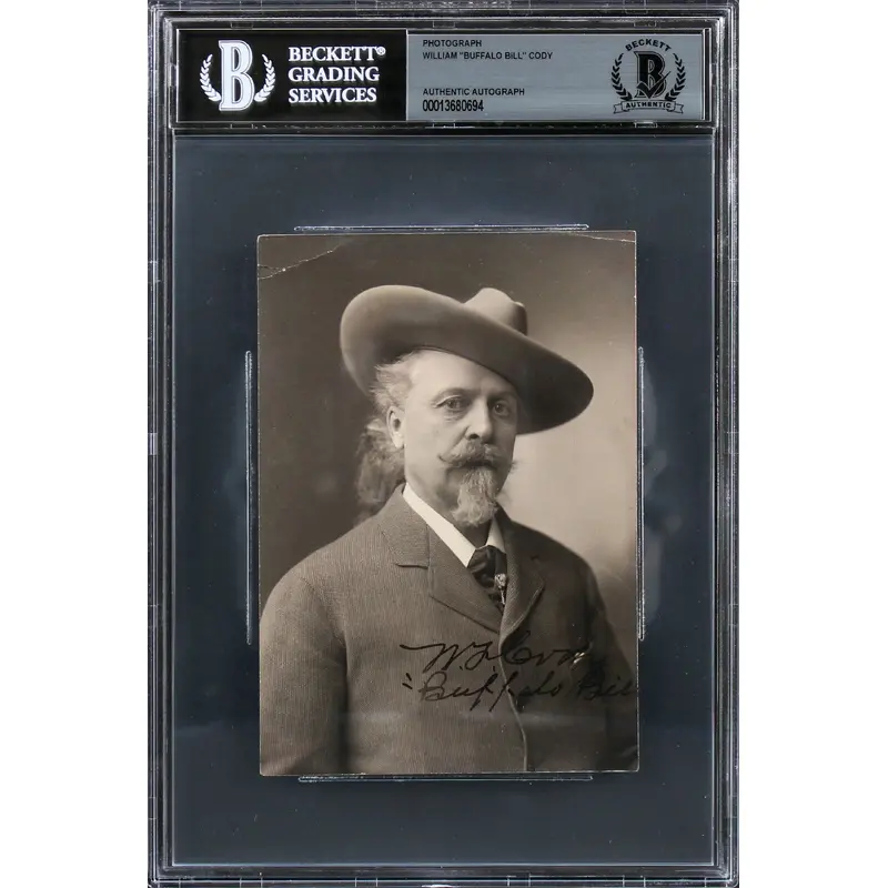 William Cody "Buffalo Bill" Signed 3.85x5.5 Photo Autographed BAS Slabbed