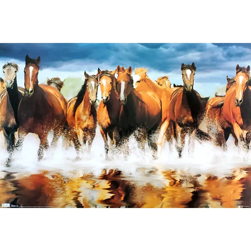 Herd of Horses Crossing a Stream Nature's Glory Poster - Trends International