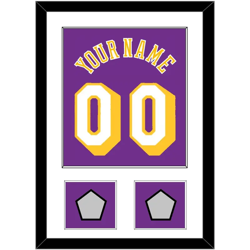 Los Angeles Name & Number With 2 Trophy Patches - Road Purple (1978-1997) - Single Mat 1